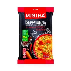 Лапша быстрого приготовления, со вкусом курицы, острая, Мивина, 58 г